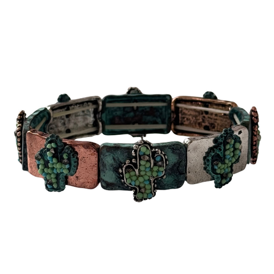 PULSERA BLOQUES RESORTE CACTUS MULTICOLOR