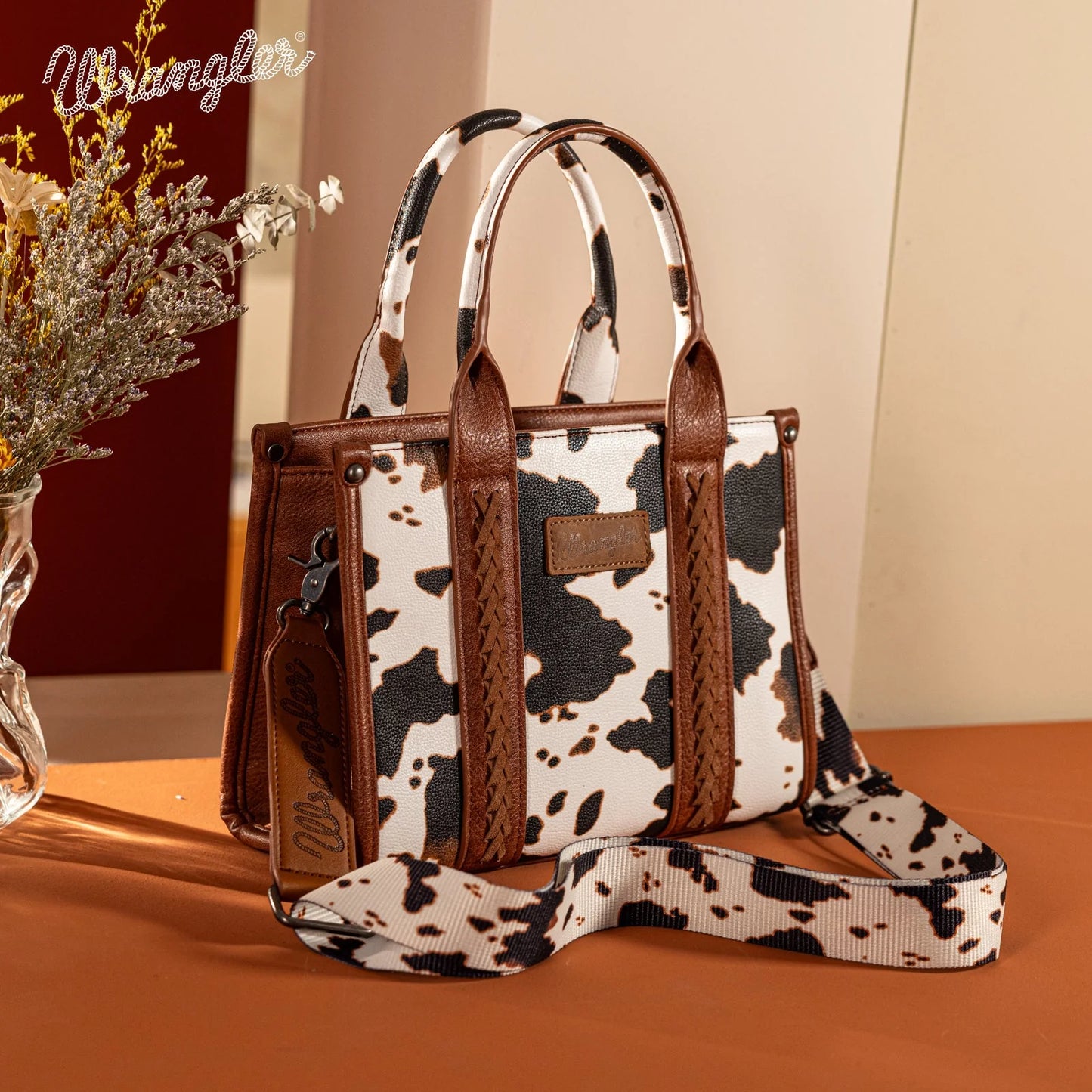 BOLSO WRANGLER TOTE BAG PRINT VACA CAFÉ WG133-8120SBR