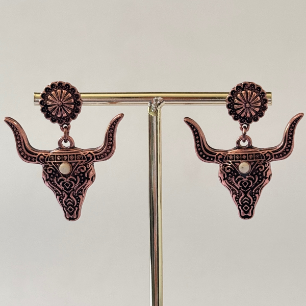 ARETES COLGANTES TORO CON PIEDRA