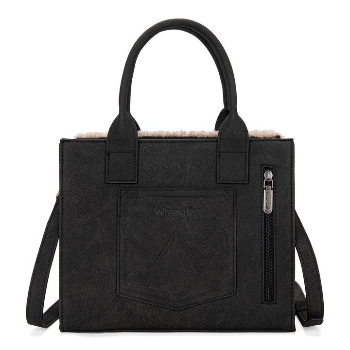 BOLSO WRANGLER TOTE BAG AZTECA NEGRA CON SHERPA BLANCA WG166G-8120BK