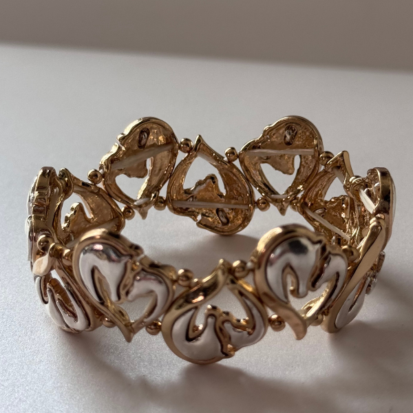 PULSERA DOS CABALLOS DORADO Y PLATA