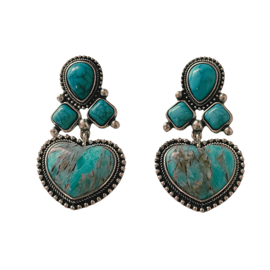 ARETES TURQUESA CORAZÓN