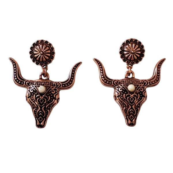 ARETES COLGANTES TORO CON PIEDRA