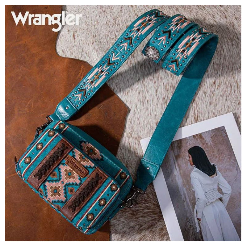 Bolso Wrangler Crossbody Con Correa Ancha Tuquesa Wg2207