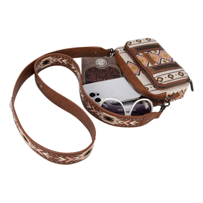 Bolso Wrangler Original Crossbody Correa Ancha Beige Wg2207