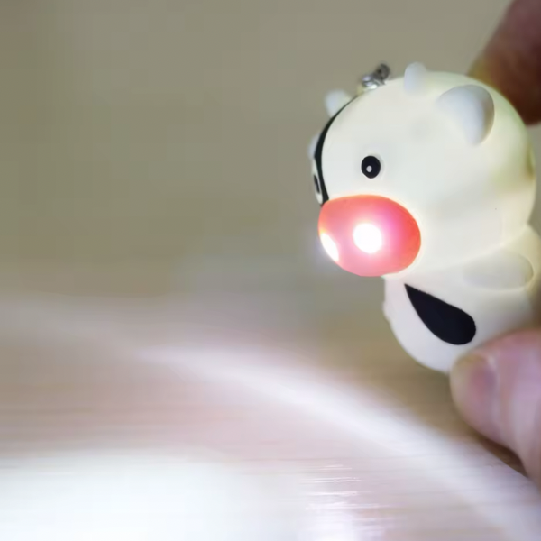 Llavero con luz y sonido de vaca