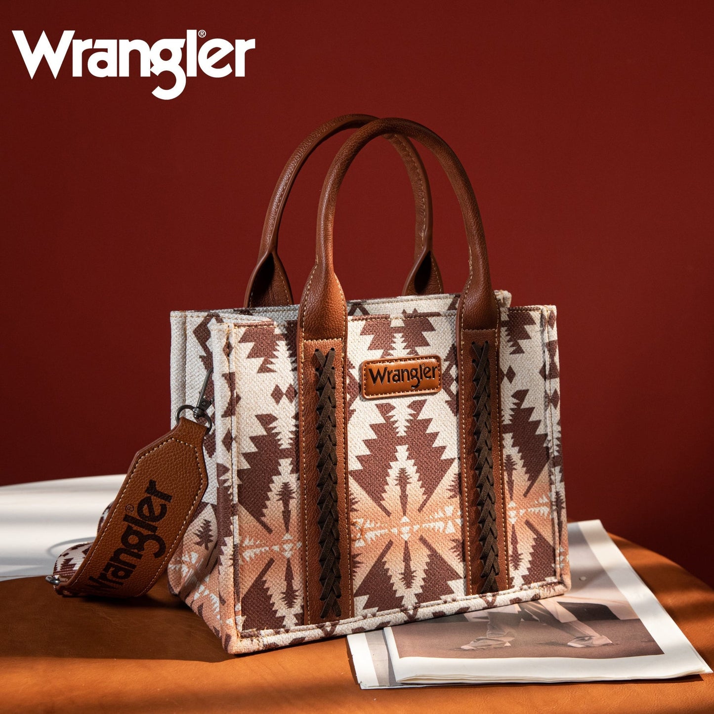 BOLSO WRANGLER TOTE BAG AZTECA CAFE CON BEIGE WG2203-8120SLCF