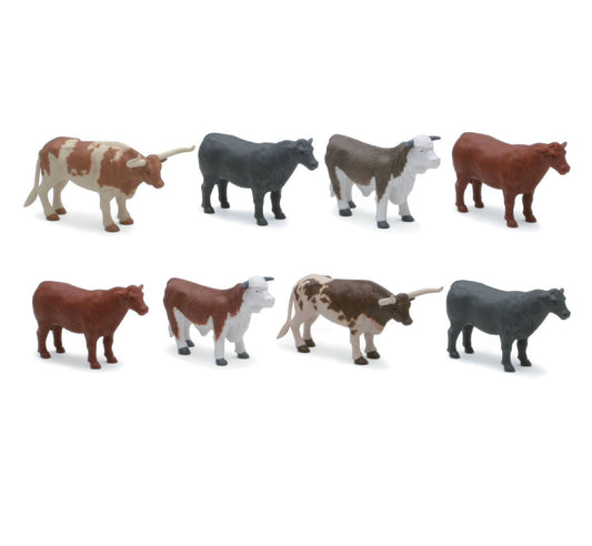JUGUETE SET 4 TOROS COUNTRY LIFE DIFERENTES RAZAS ESCALA 1:18