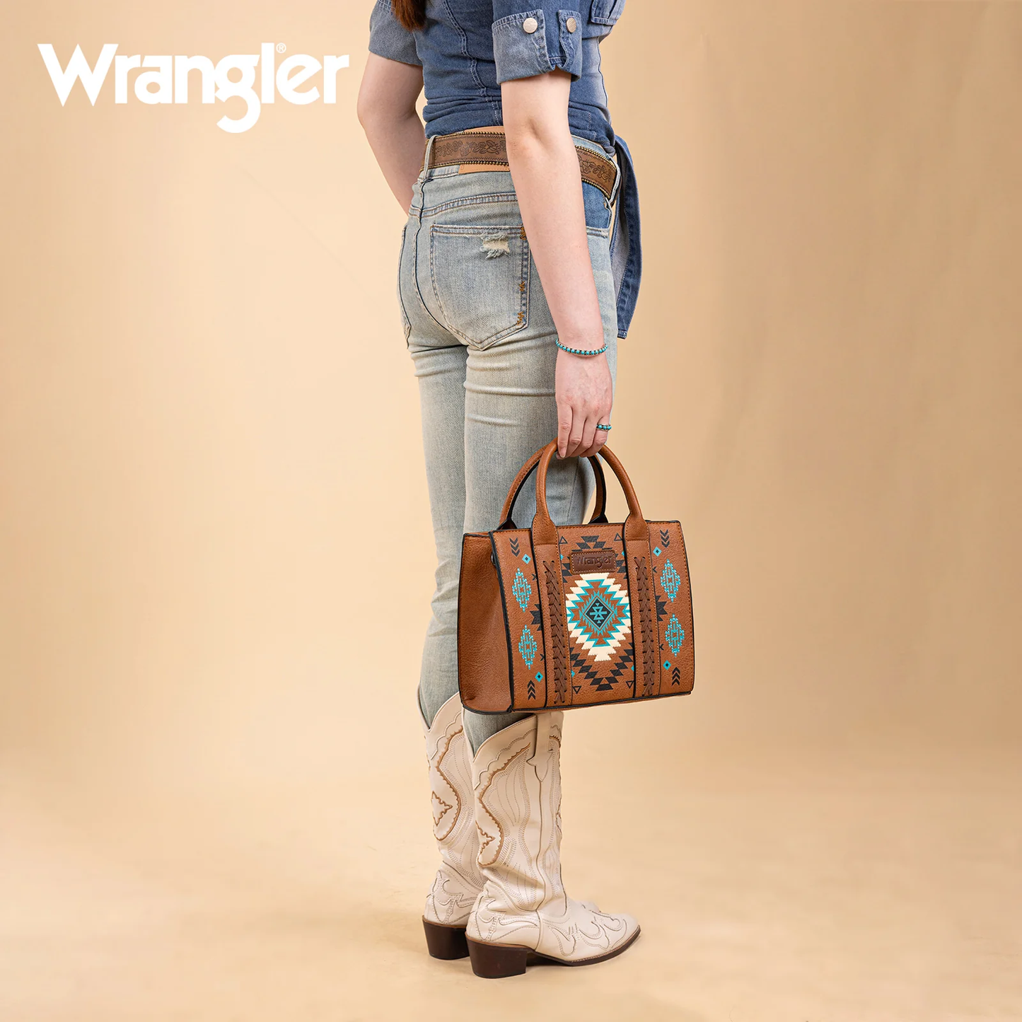 Bolso Wrangler Tote Bag Patrón Pintado Azteca Pintado Marrón WG2206-8120SBR