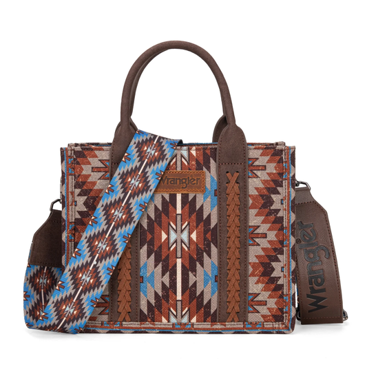 Bolso Wrangler Tote Bag Azteca Checotah Azul Café WG2213-8120SCF