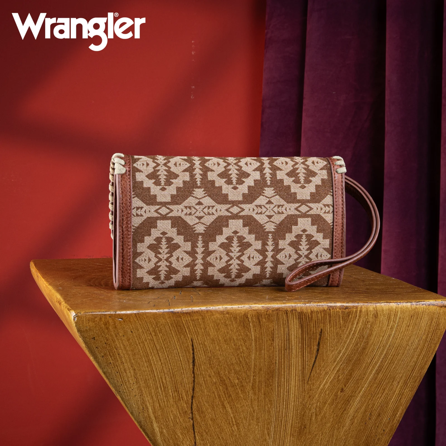 Cartera Wrangler Con Correa Larga Encorrillada Telar Café WG2212-W012BR