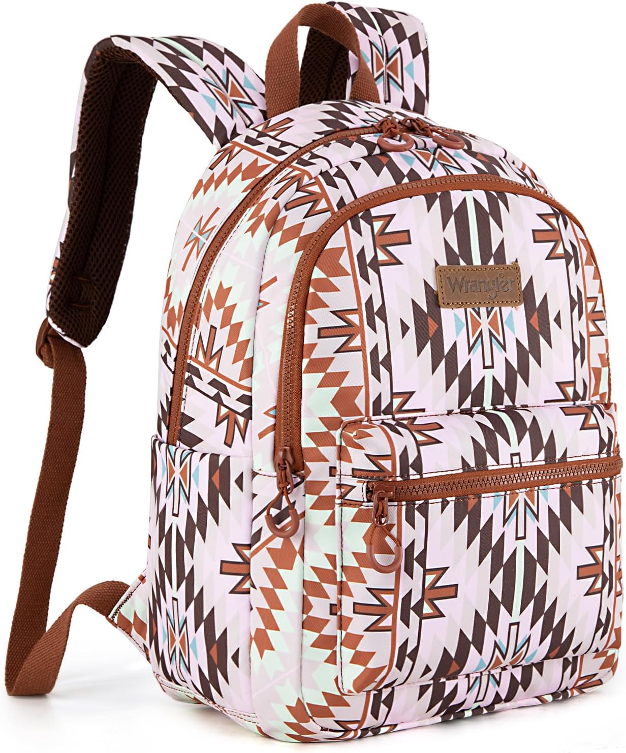 Mochila Back Pack Wrangler Estampado Azteca Café Claro Rosa WG2206-9110LBR