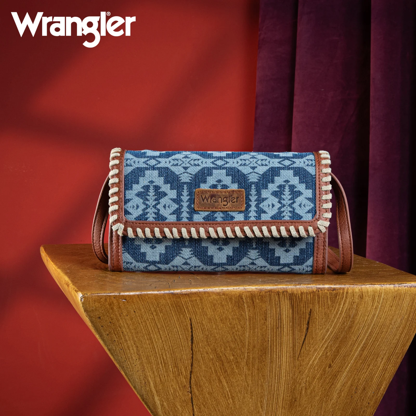Cartera Wrangler Con Correa Larga Encorrillada Mezclilla Azul WG2212-W012JN