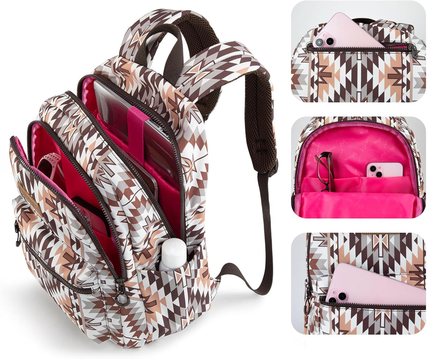 Mochila Back Pack Wrangler Estampado Azteca Biege Café WG2206-9110BR