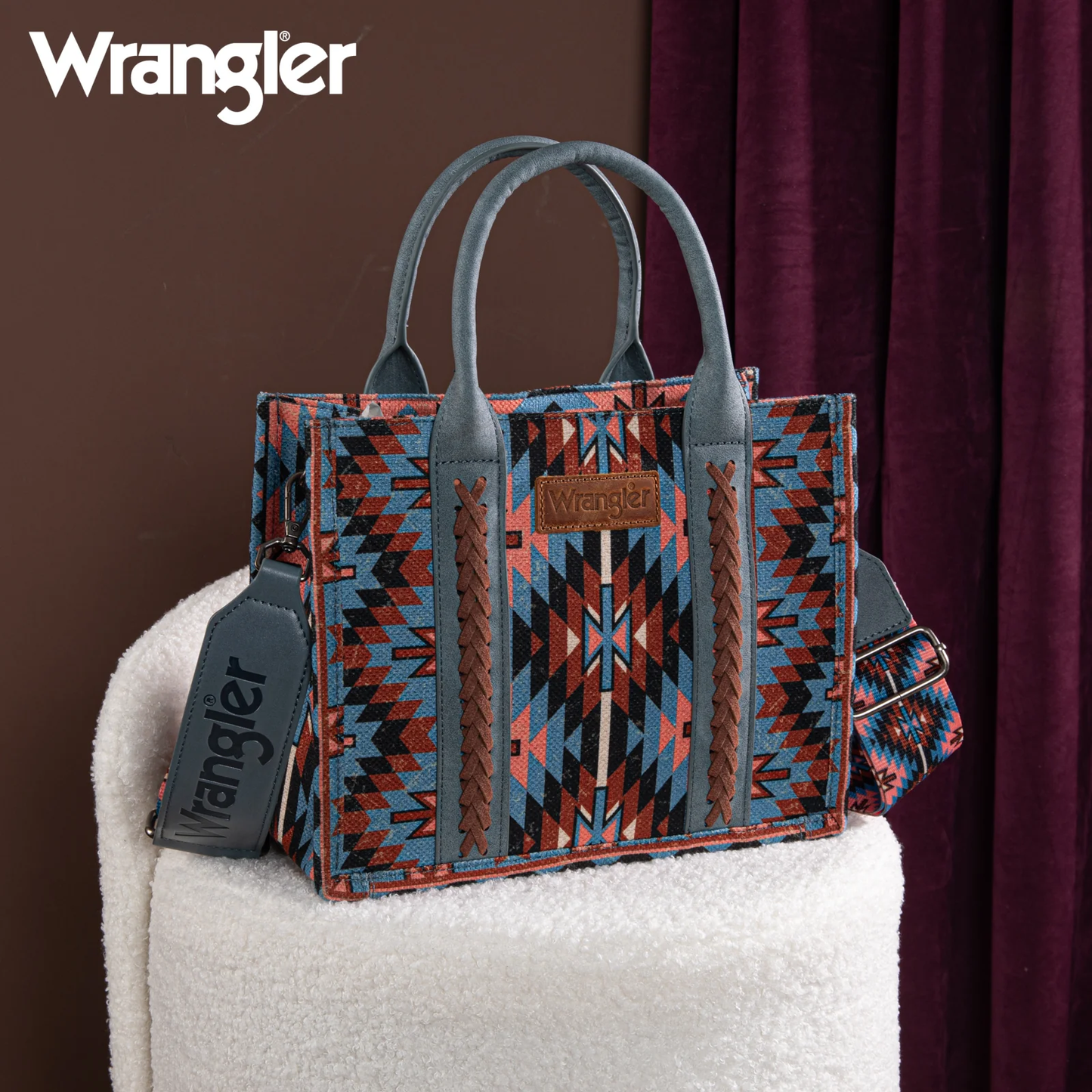 Bolso Wrangler Tote Bag Azteca Checotah Azul Xedron WG2213-8120SNY