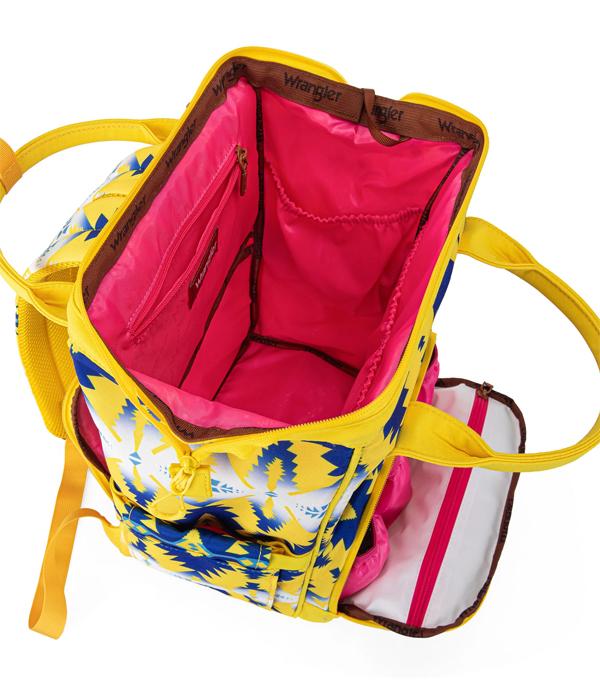 Bolso Mochila Pañalera Wrangler Amarillo Azul  WG2204-911OYL