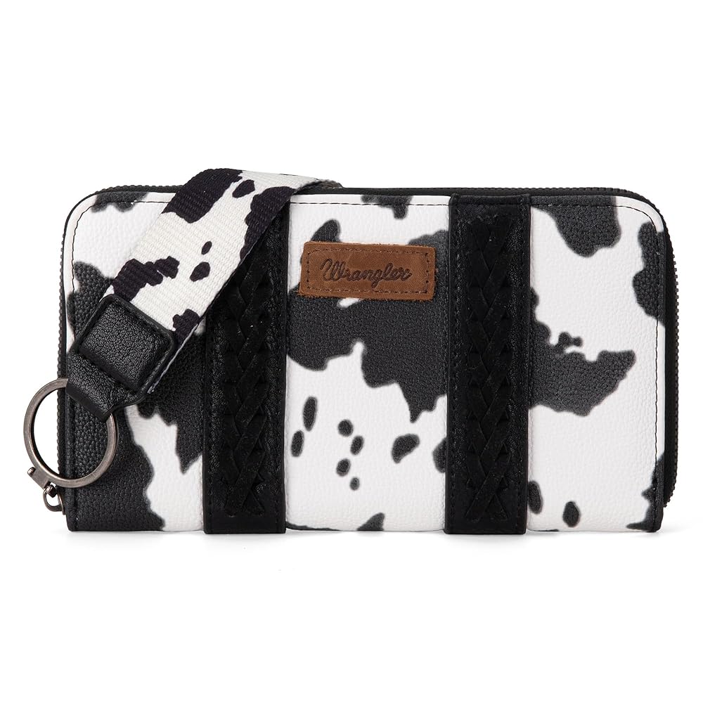 Cartera Wrangler Con Asa Print Vaca Negro Blanco WG133-W006BK