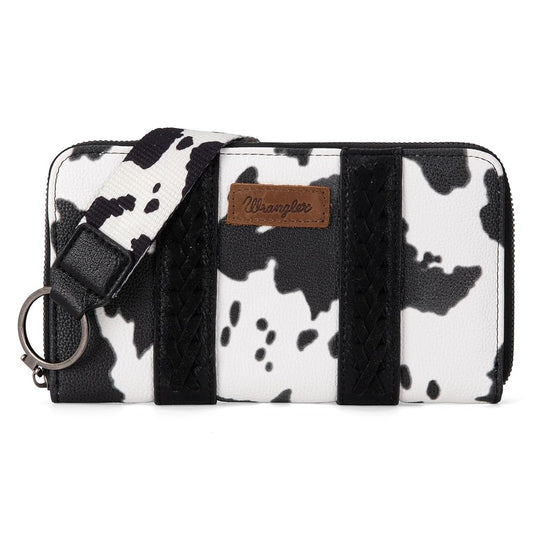 Cartera Wrangler Con Asa Print Vaca Negro Blanco WG133-W006BK