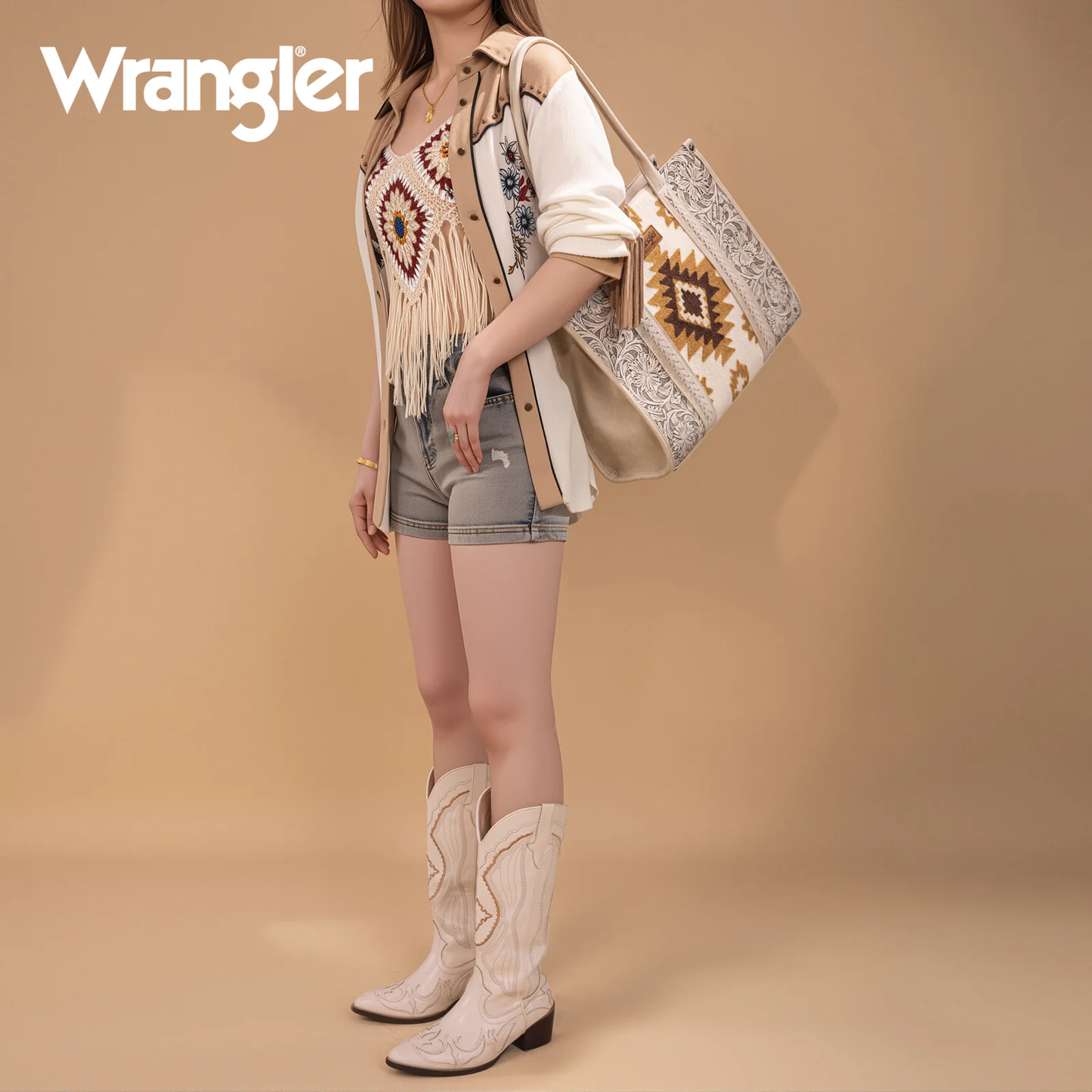 BOLSO WRANGLER GRANDE CINCELADA BEIGE WG226G-8119BG