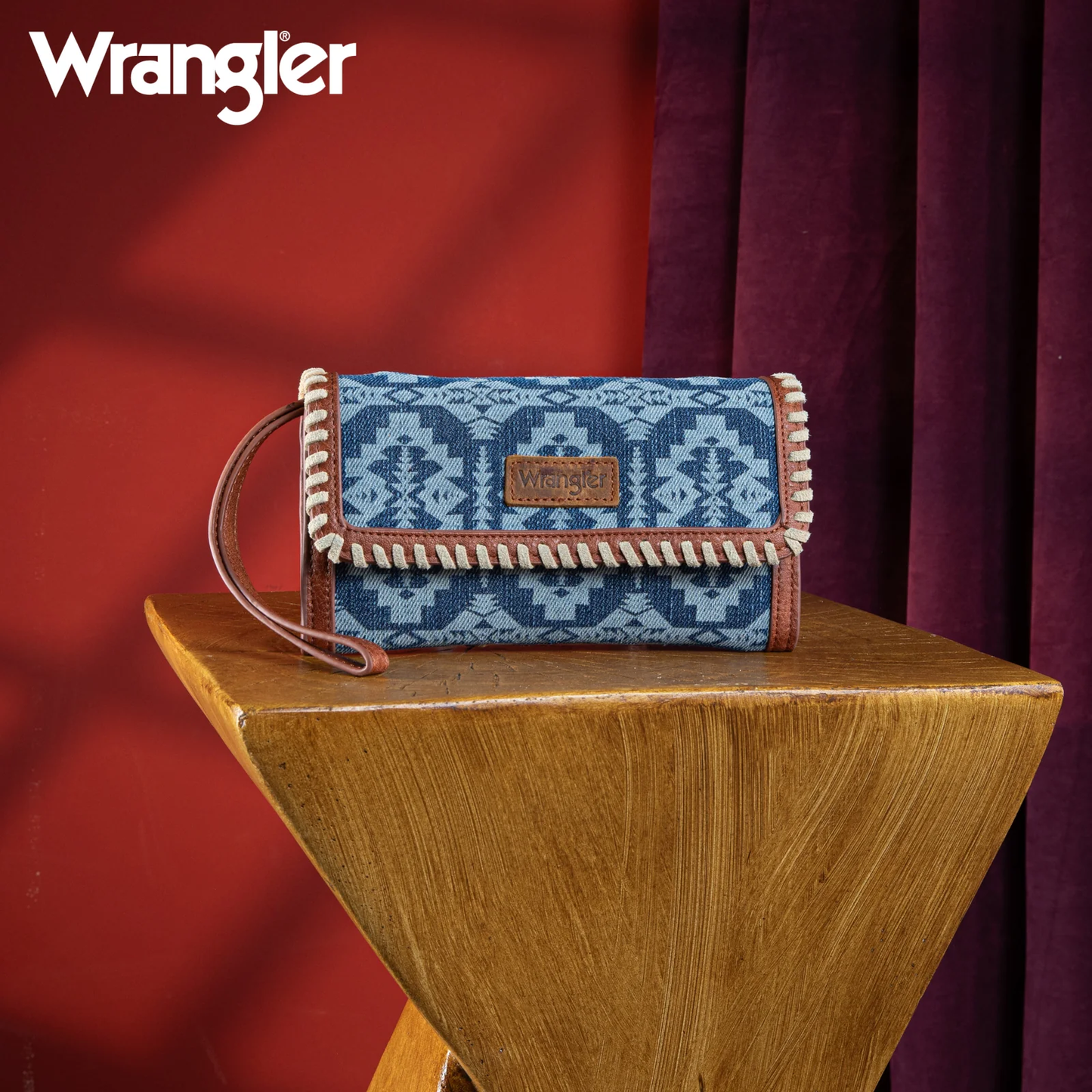 Cartera Wrangler Con Correa Larga Encorrillada Mezclilla Azul WG2212-W012JN