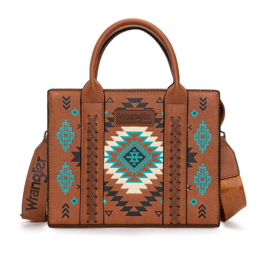 Bolso Wrangler Tote Bag Patrón Pintado Azteca Pintado Marrón WG2206-8120SBR