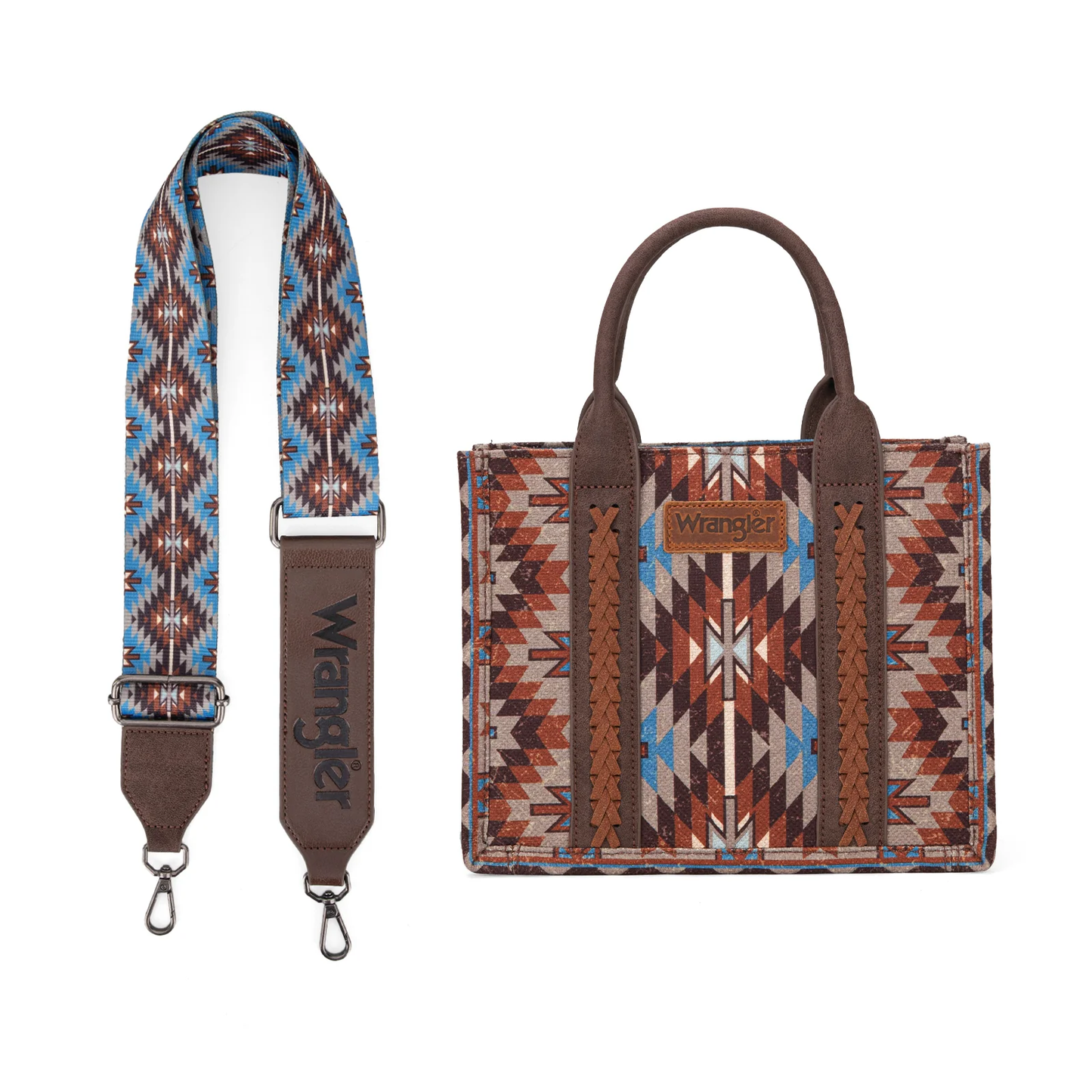 Bolso Wrangler Tote Bag Azteca Checotah Azul Café WG2213-8120SCF