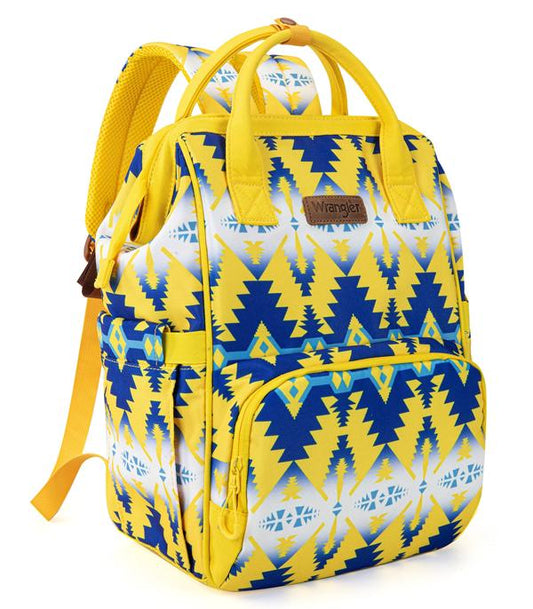 Bolso Mochila Pañalera Wrangler Amarillo Azul  WG2204-911OYL