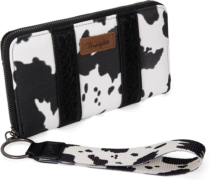 Cartera Wrangler Con Asa Print Vaca Negro Blanco WG133-W006BK