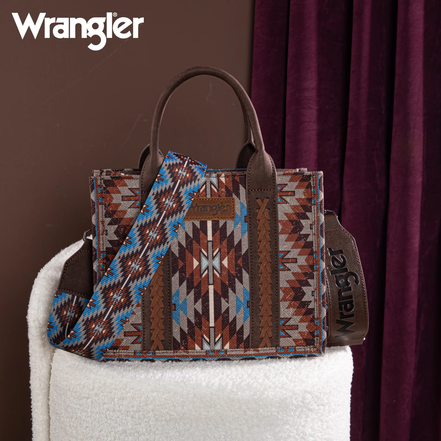 Bolso Wrangler Tote Bag Azteca Checotah Azul Café WG2213-8120SCF
