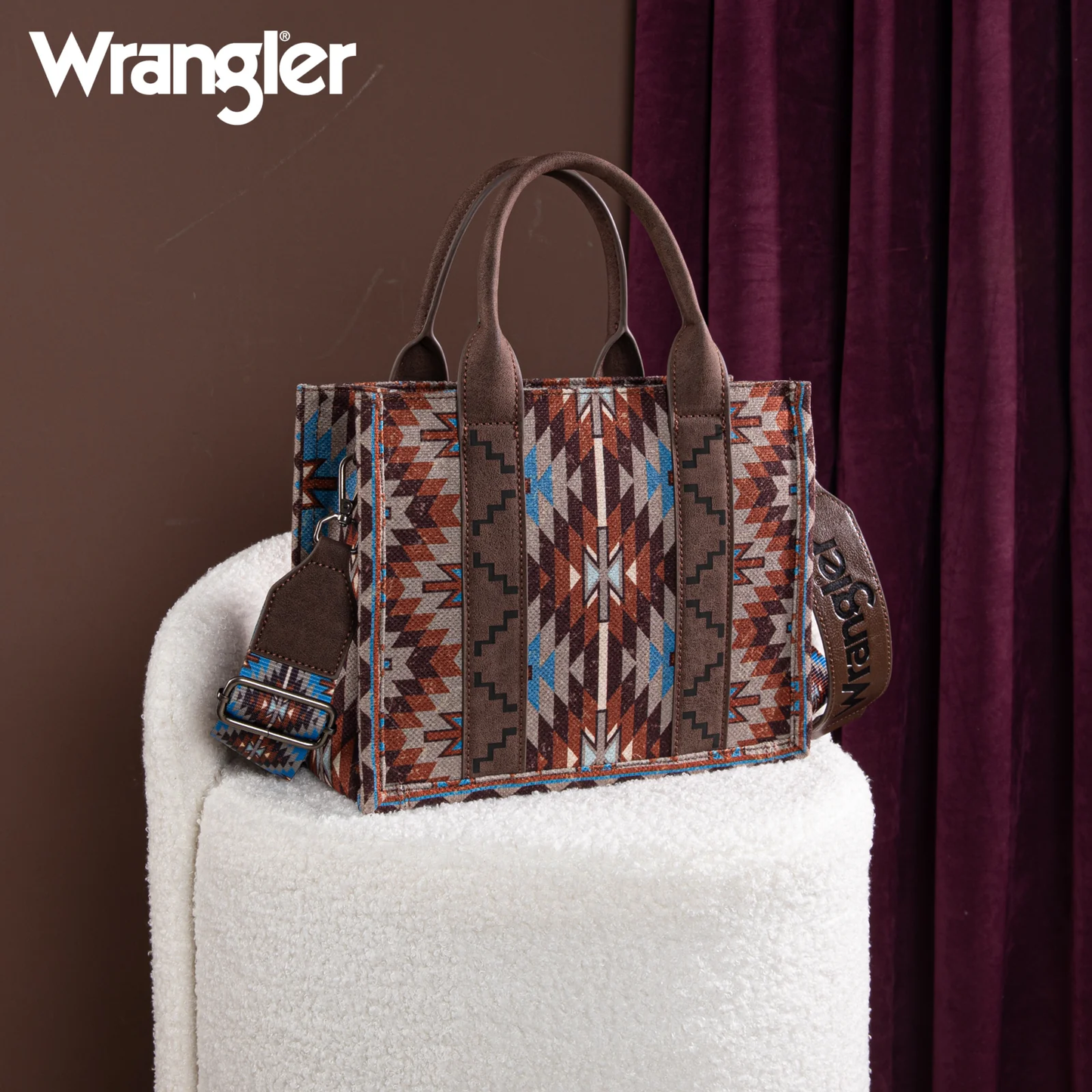 Bolso Wrangler Tote Bag Azteca Checotah Azul Café WG2213-8120SCF